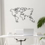 Wallity World Map Escultura de Pared de Metal Negra
